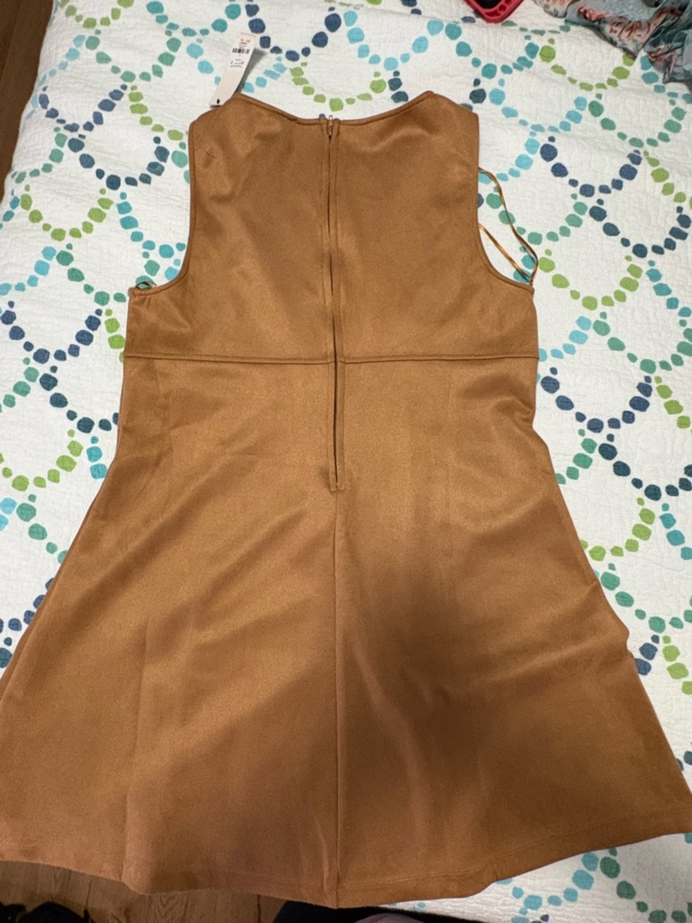 Francesca's Camel Faux-Suede Mini Dress